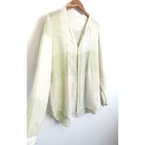 CP SHADES Teton Linen Gauze V-Neck Tunic Top Blouse Made USA Garnet Hill M $265